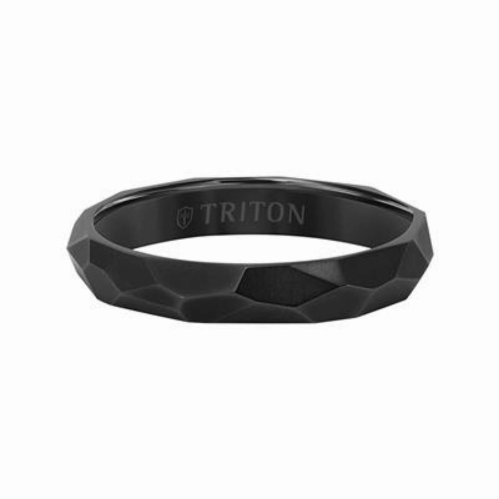 Frederick Goldman 4mm Faceted Black Titanium Band
