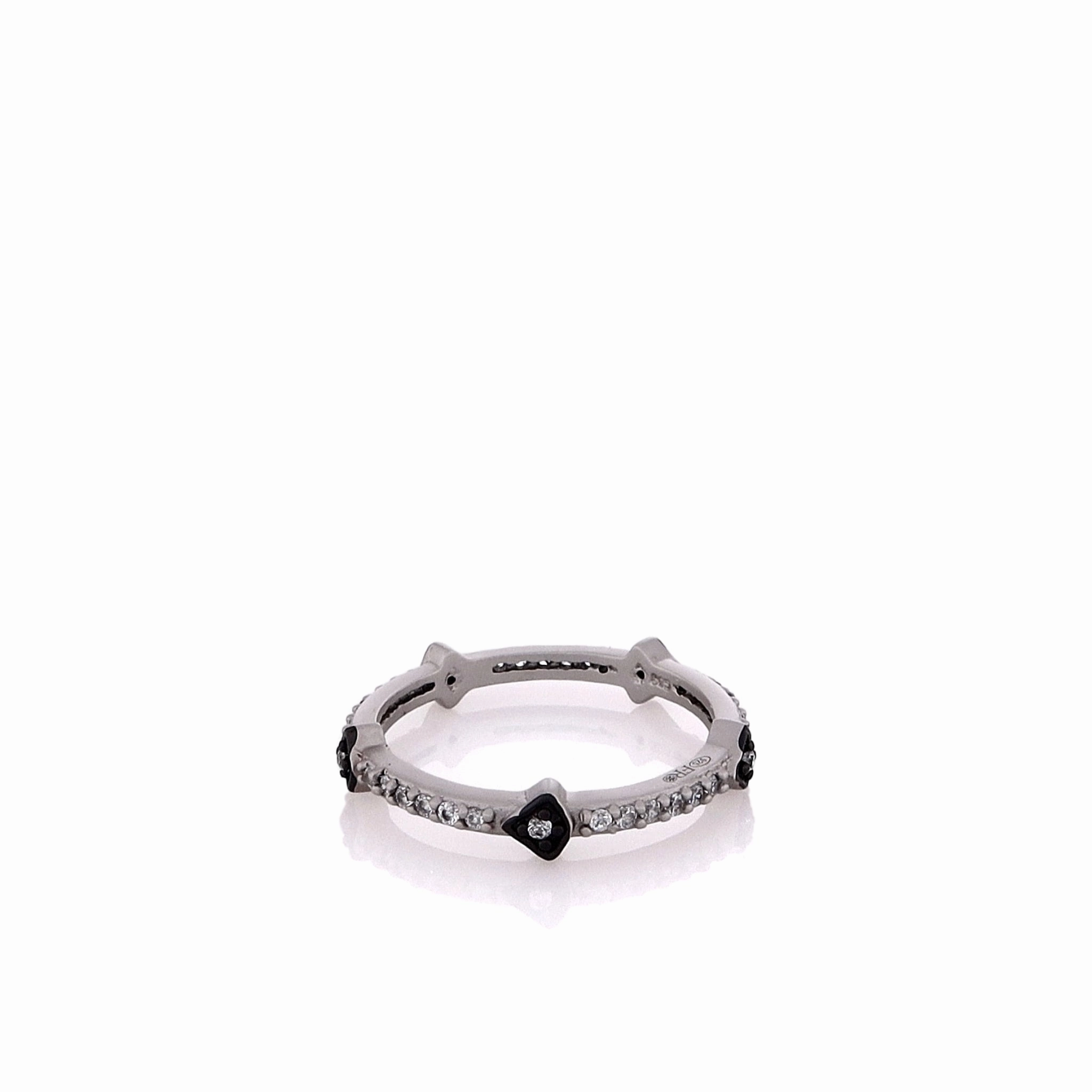 Freida Rothman Sterling Silver Cubic Zirconia Arrow Station Band
