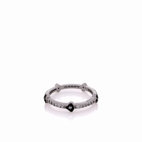 Freida Rothman Sterling Silver Cubic Zirconia Arrow Station Band