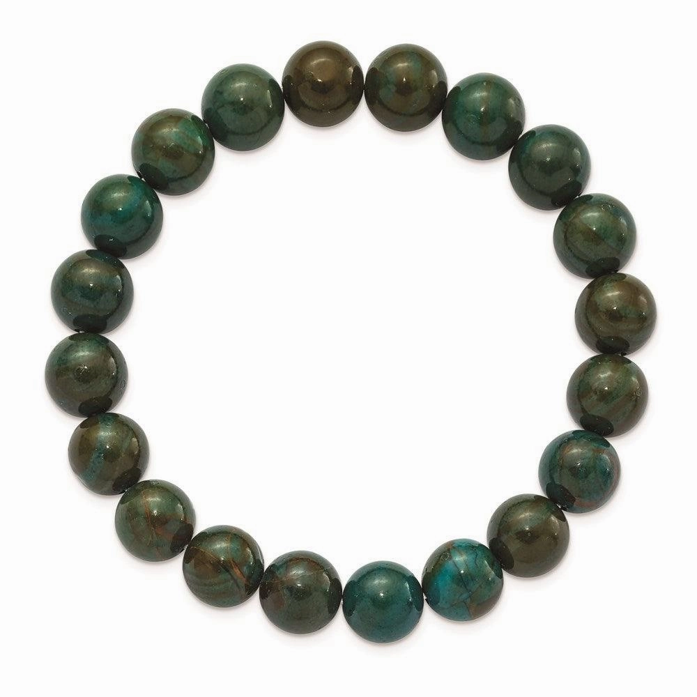 Green Eye Agate Beaded Stretch Bracelet
