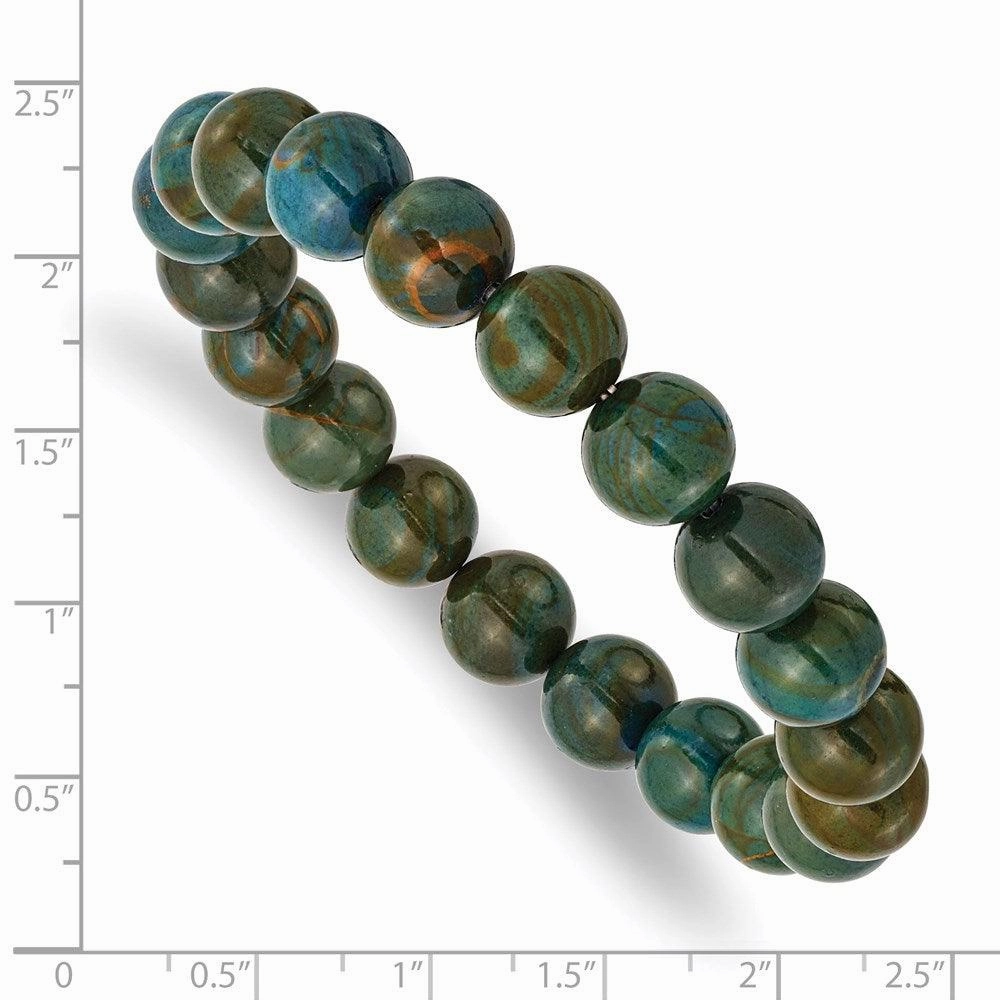 Green Eye Agate Beaded Stretch Bracelet