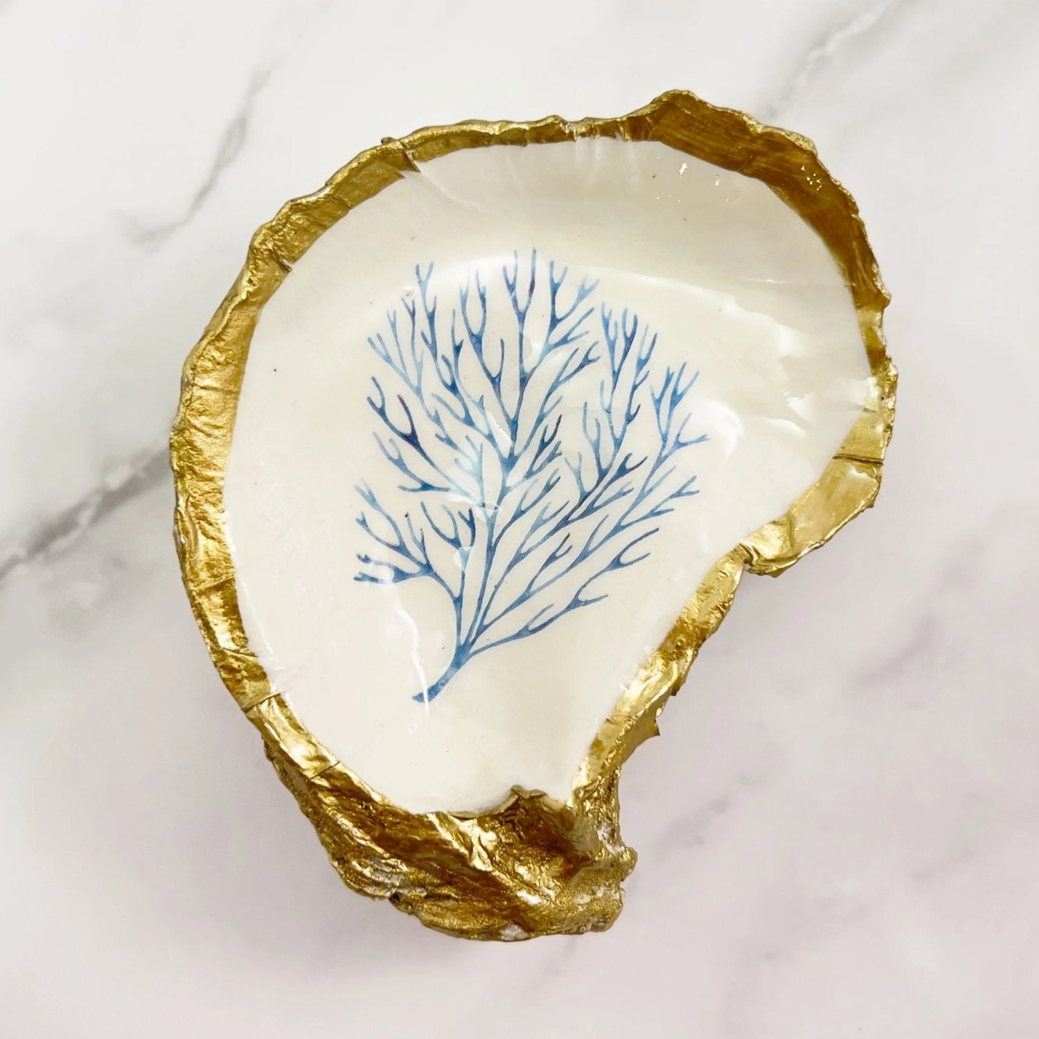 Grit and Grace Gilded Seascape Collection Oyster Shell Dishes