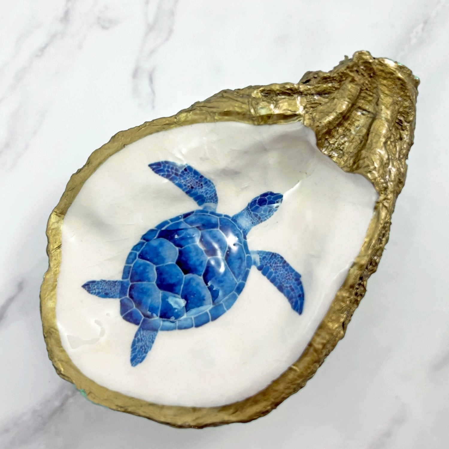 Grit and Grace Gilded Seascape Collection Oyster Shell Dishes