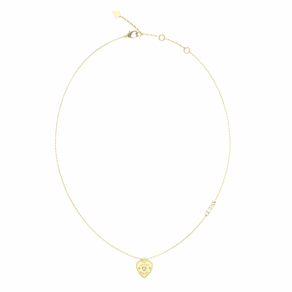 Guess Amore Crystal Heart Necklace - Gold Tone UBN05056YGT