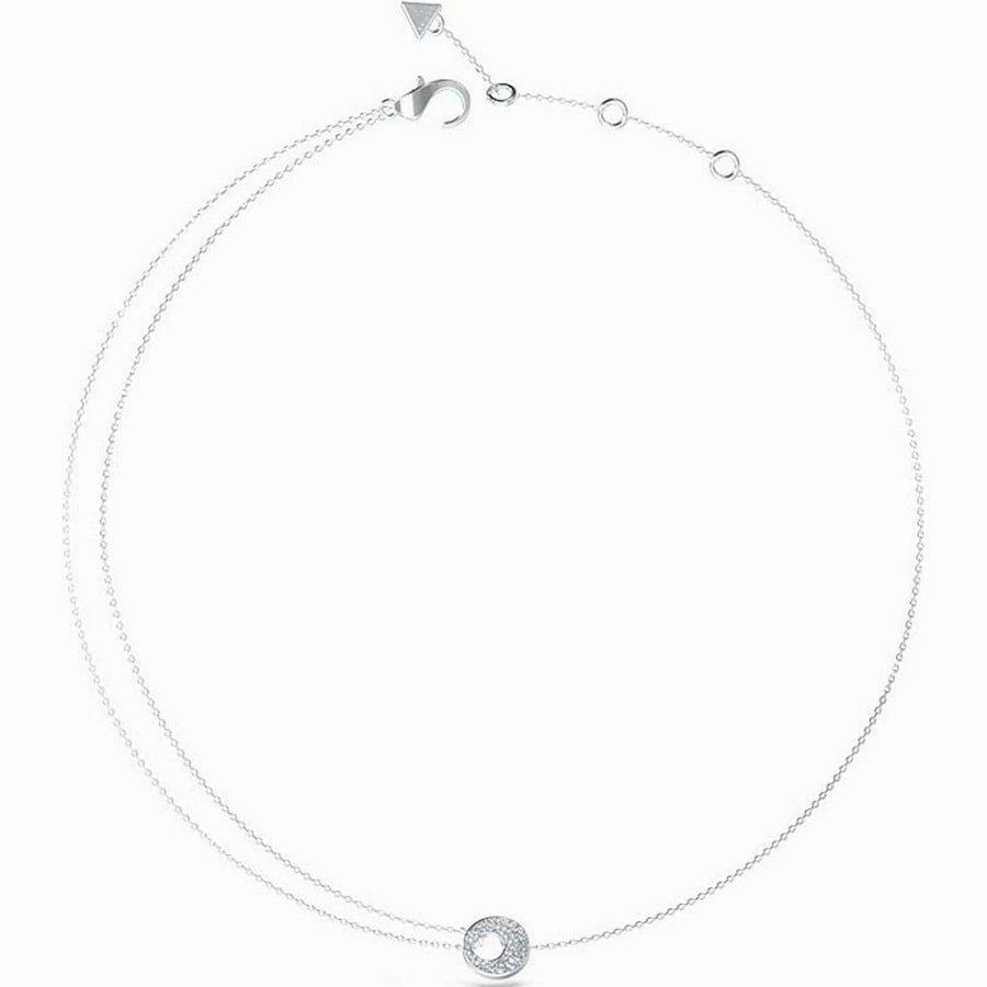 Guess Blooming Summer Interlink Crystal Set Disc Necklace UBN05223RH