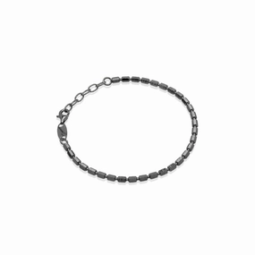 Gunmetal Silver Barrel Bracelet