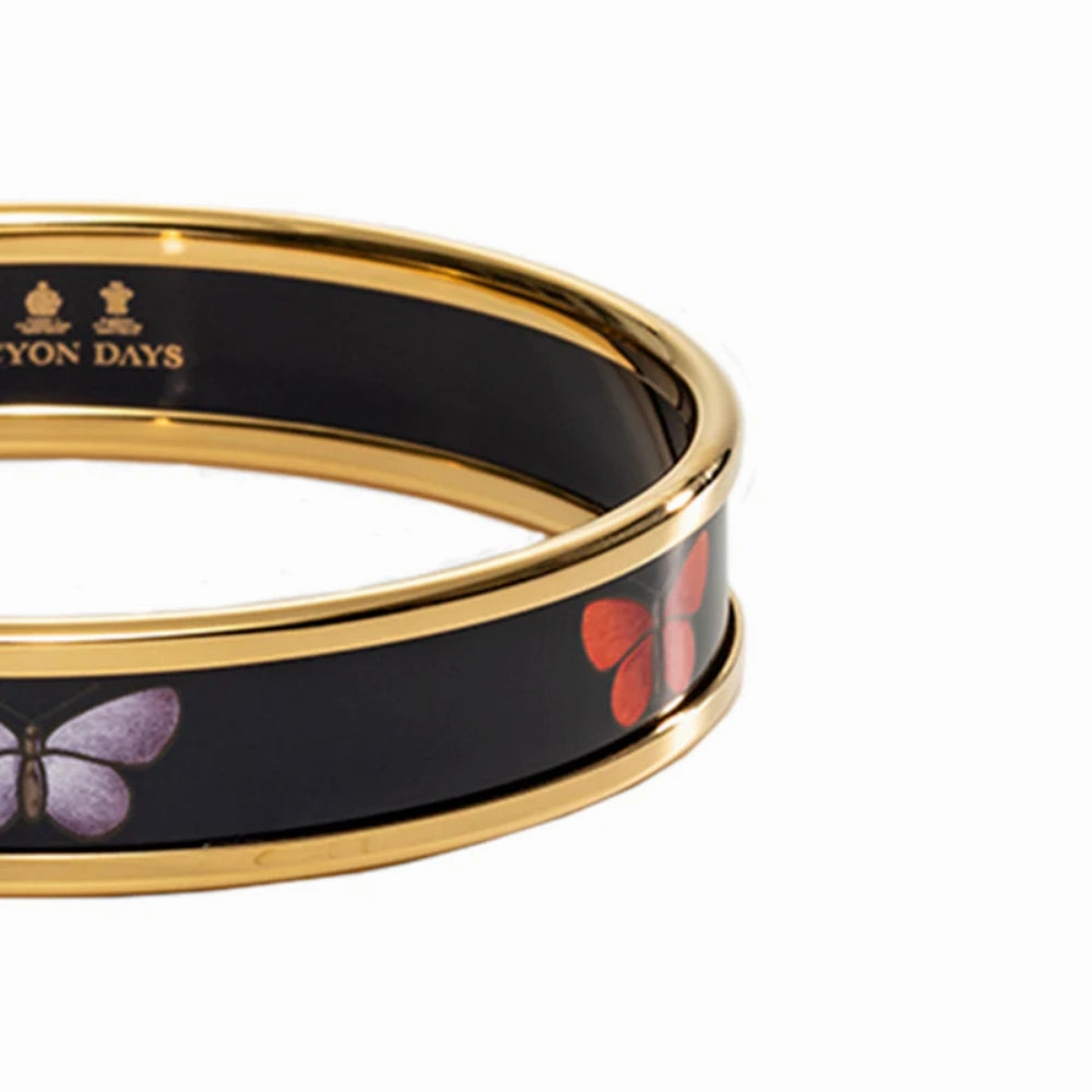Halcyon Days 1cm Butterfly Navy & Gold Enamel Bangle