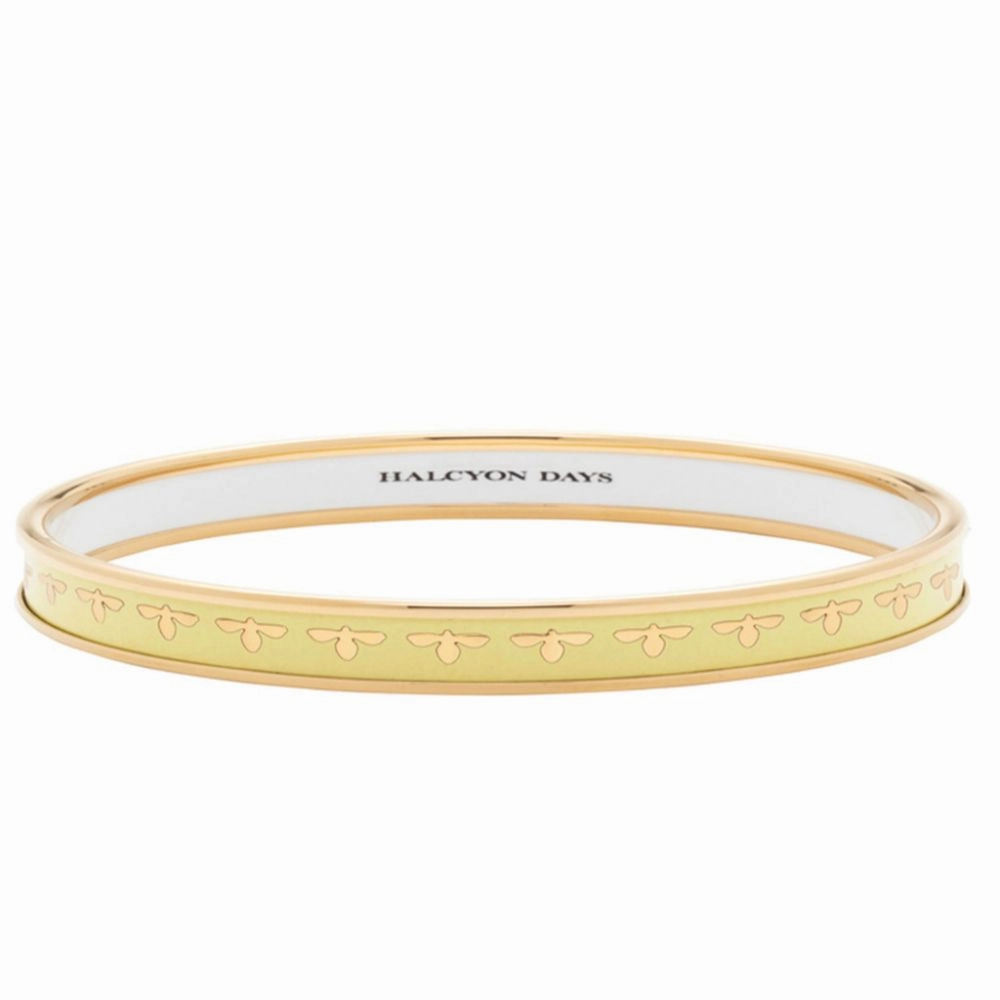 Halcyon Days 6mm Bee Buttercup & Gold Enamel Bangle