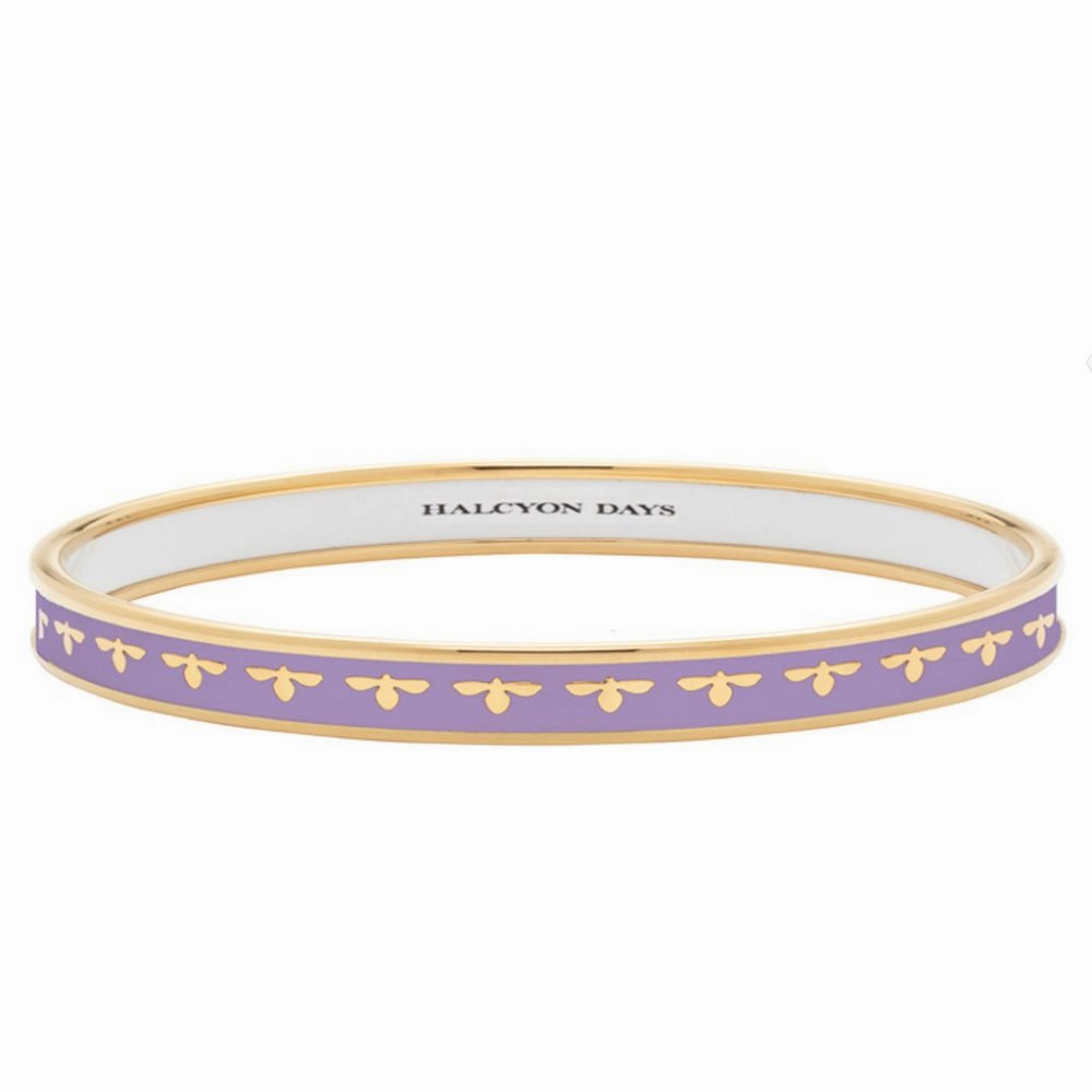 Halcyon Days 6mm Bee Lavender & Gold Enamel Bangle