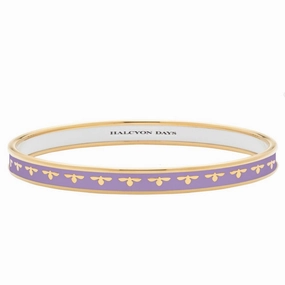 Halcyon Days 6mm Bee Lavender & Gold Enamel Bangle