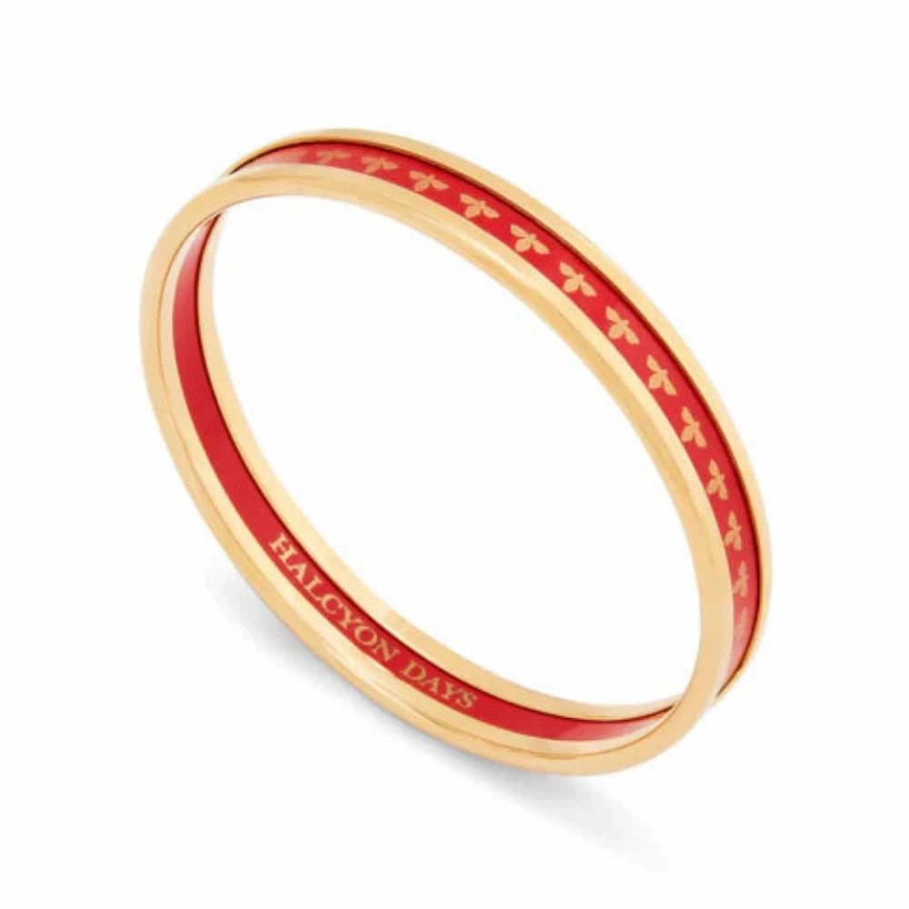 Halcyon Days 6mm Bee Red & Gold Enamel Bangle