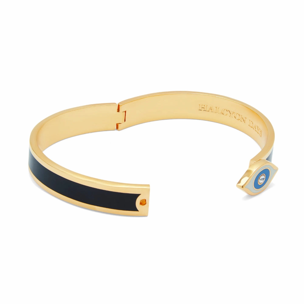 Halcyon Days Evil Eye Sparkle Button Midnight & Gold Bangle