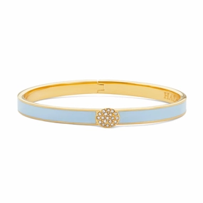 Halcyon Days Skinny Pave Button Hinged Bangle