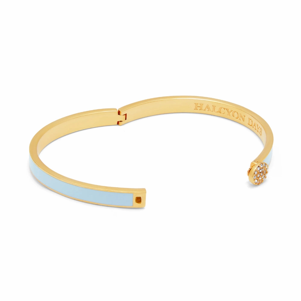 Halcyon Days Skinny Pave Button Hinged Bangle