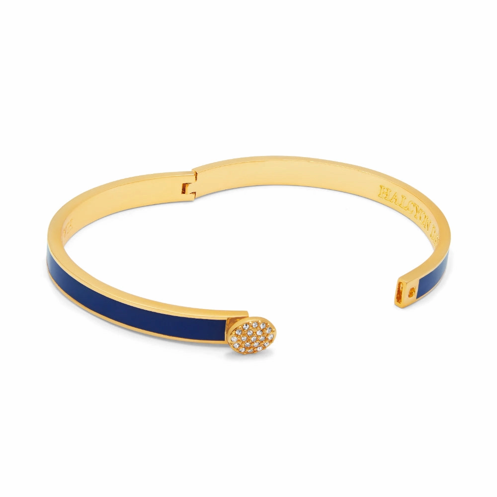 Halcyon Days Skinny Pave Button Hinged Bangle