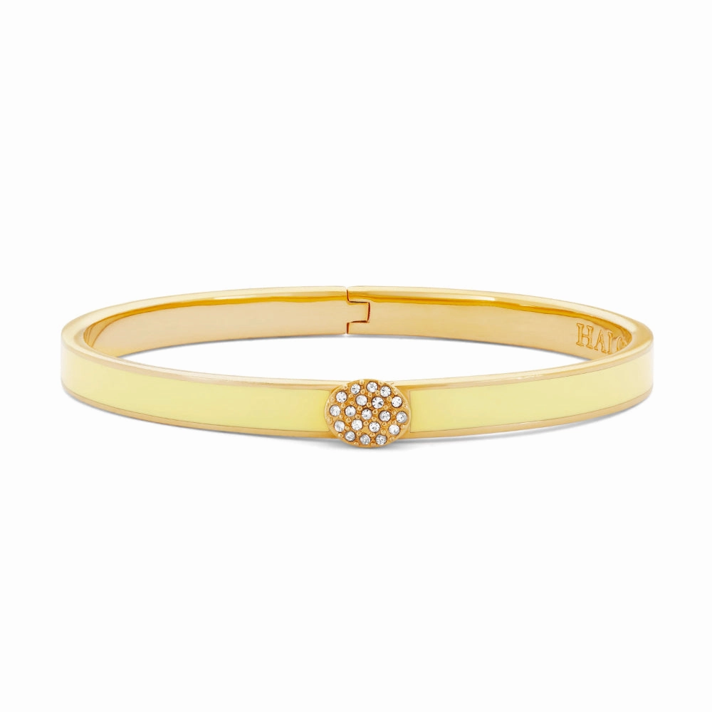 Halcyon Days Skinny Pave Button Hinged Bangle