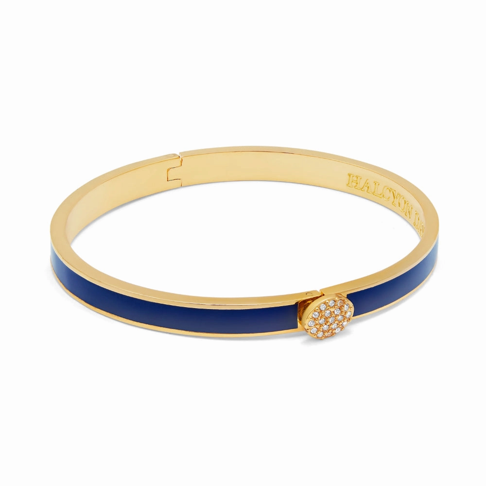 Halcyon Days Skinny Pave Button Hinged Bangle