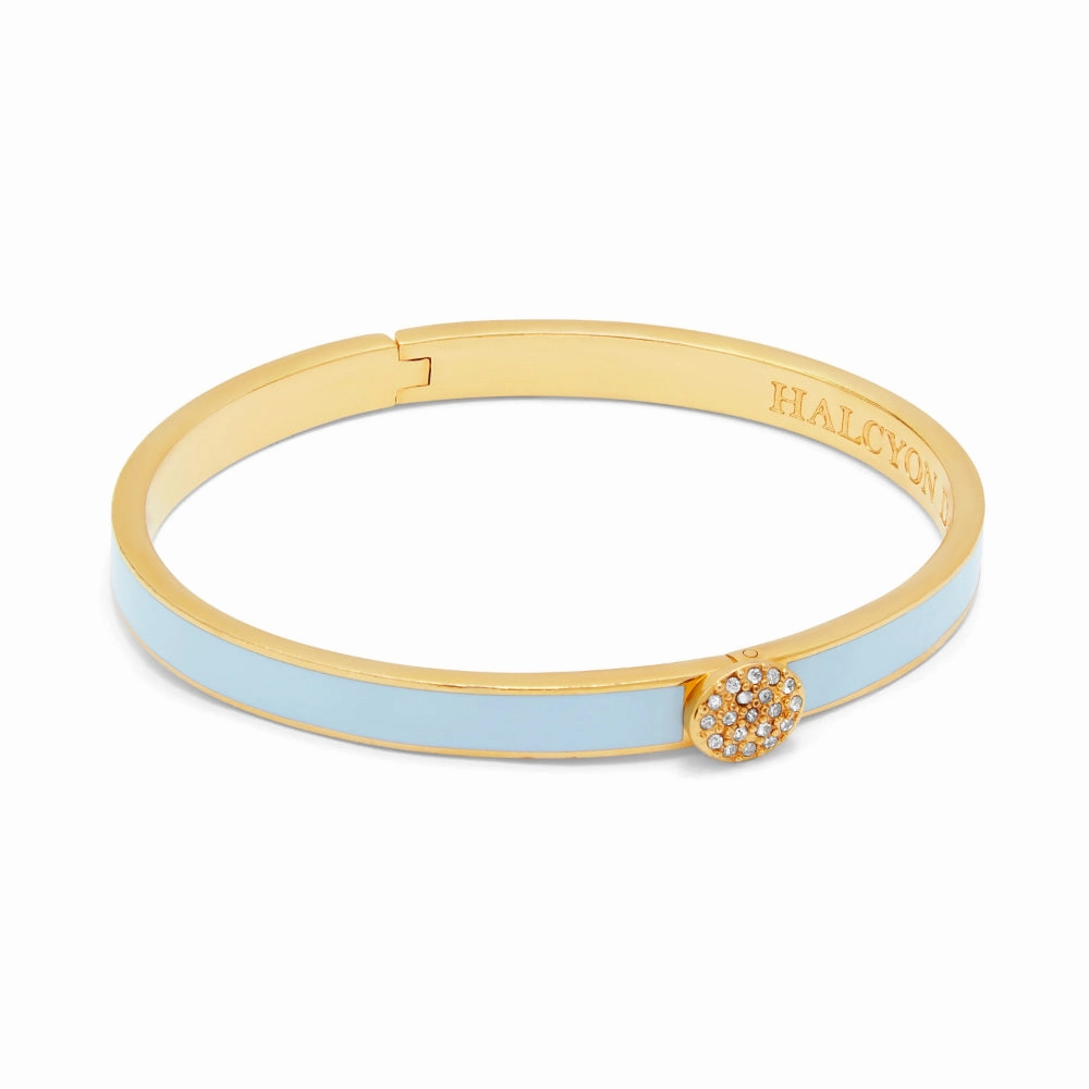 Halcyon Days Skinny Pave Button Hinged Bangle