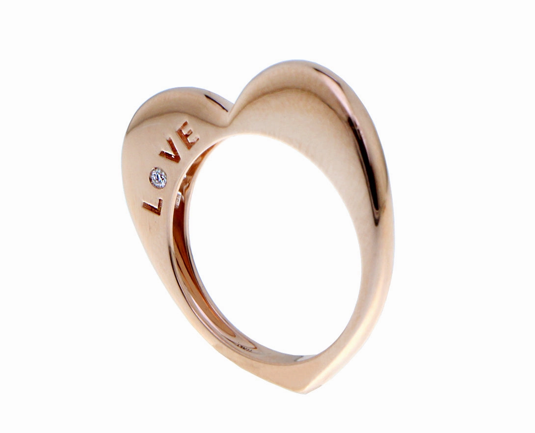 Heart shaped rose gold rings with diamonds, tsavorite or pink sapphires