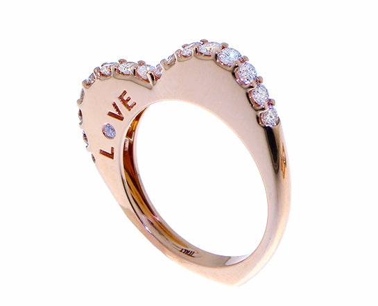 Heart shaped rose gold rings with diamonds, tsavorite or pink sapphires