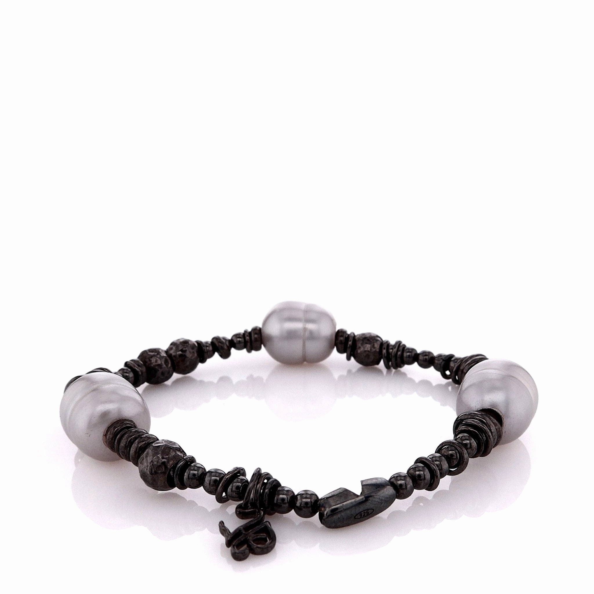 Honora Black Rhodium Sterling Silver Cultured Pearl Beaded Stretch Bracelet