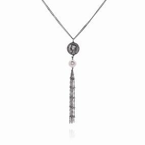 Honora Sterling Silver Coin and Pearl Tassel Pendant Necklace