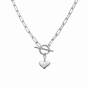 Hot Diamonds Chain Link T-Bar Heart Necklace DN218