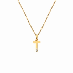 Hot Diamonds Initial T Gold Plated Silver Pendant DP958