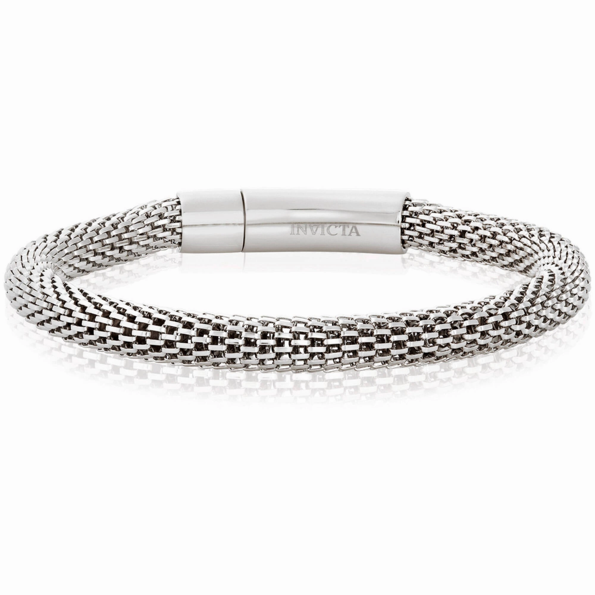 Invicta Men's Chain Cuff Bracelet - Silver Stainless Steel Mesh 6mm, Large | B8575-L