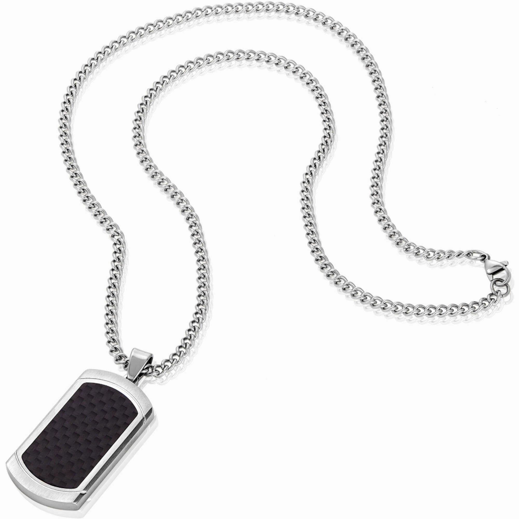 Invicta Men's Dog Tag Pendant Necklace - Inlaid Carbon Fiber Steel, 24 inch | N8165