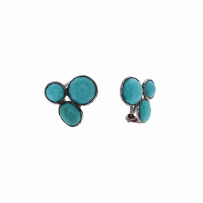 Ippolita Rock Candy Collection Sterling Silver Turquoise Omega Back Clip-On Earrings