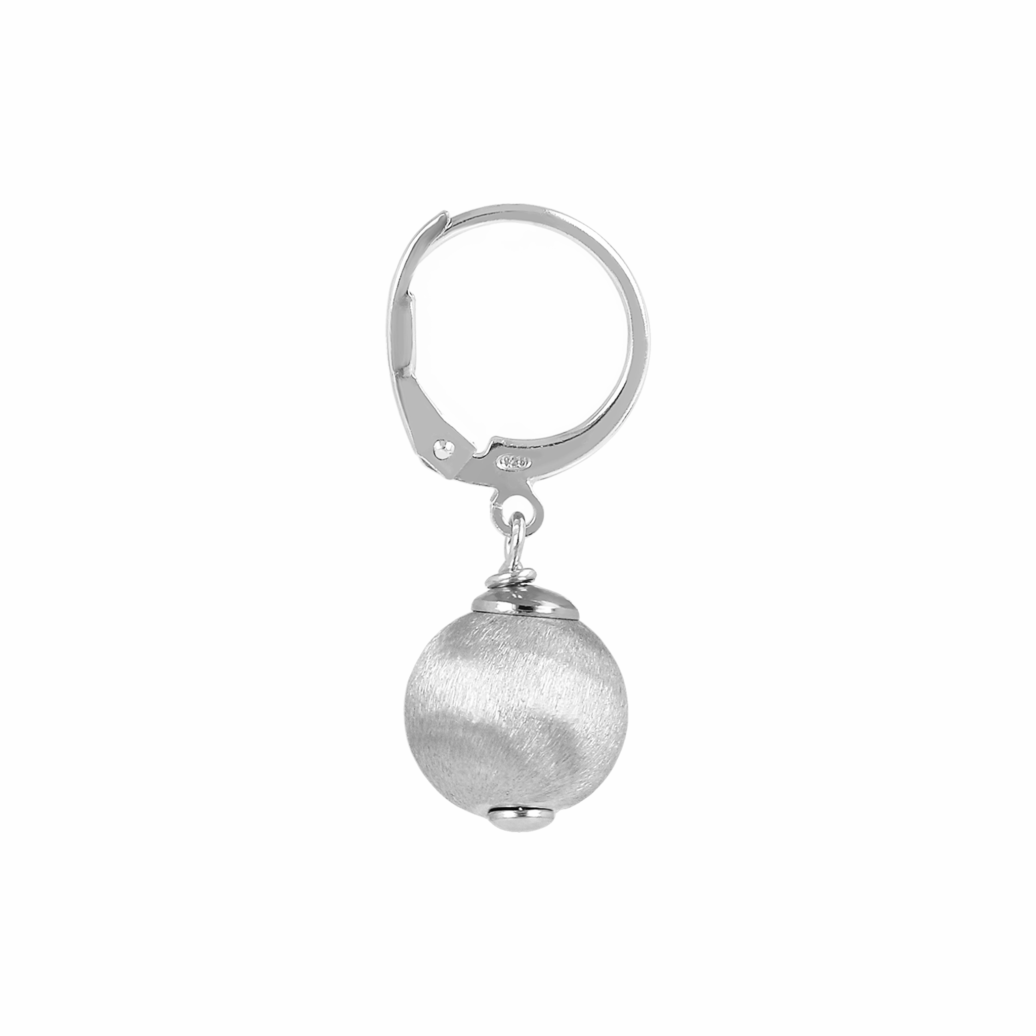 Italian Sterling Silver 10 mm Florentine Satin Bead Lever Back Earrings