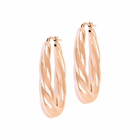 Italian Sterling Silver 1-1/2" Oval Elongated Hoop Earrings