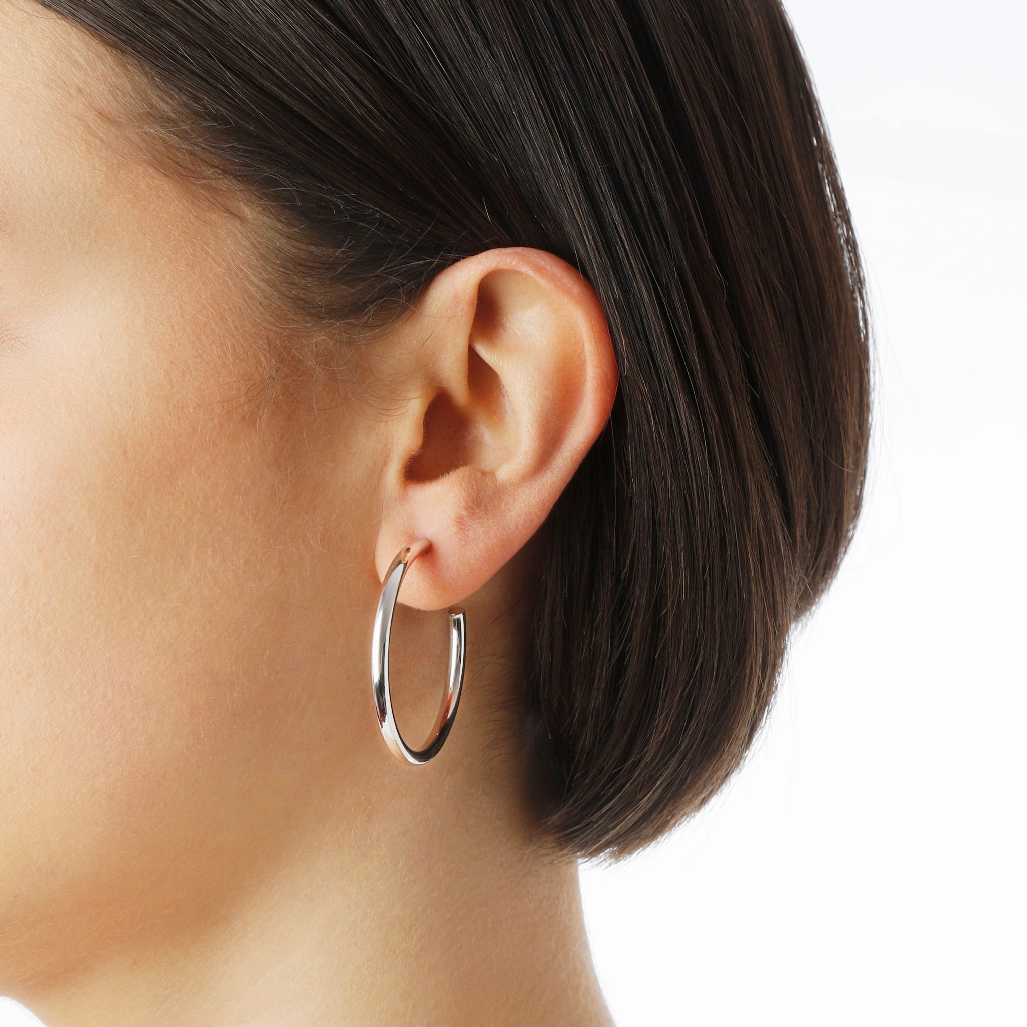 Italian Sterling Silver 1-1/2" Polished Hoop Earrings