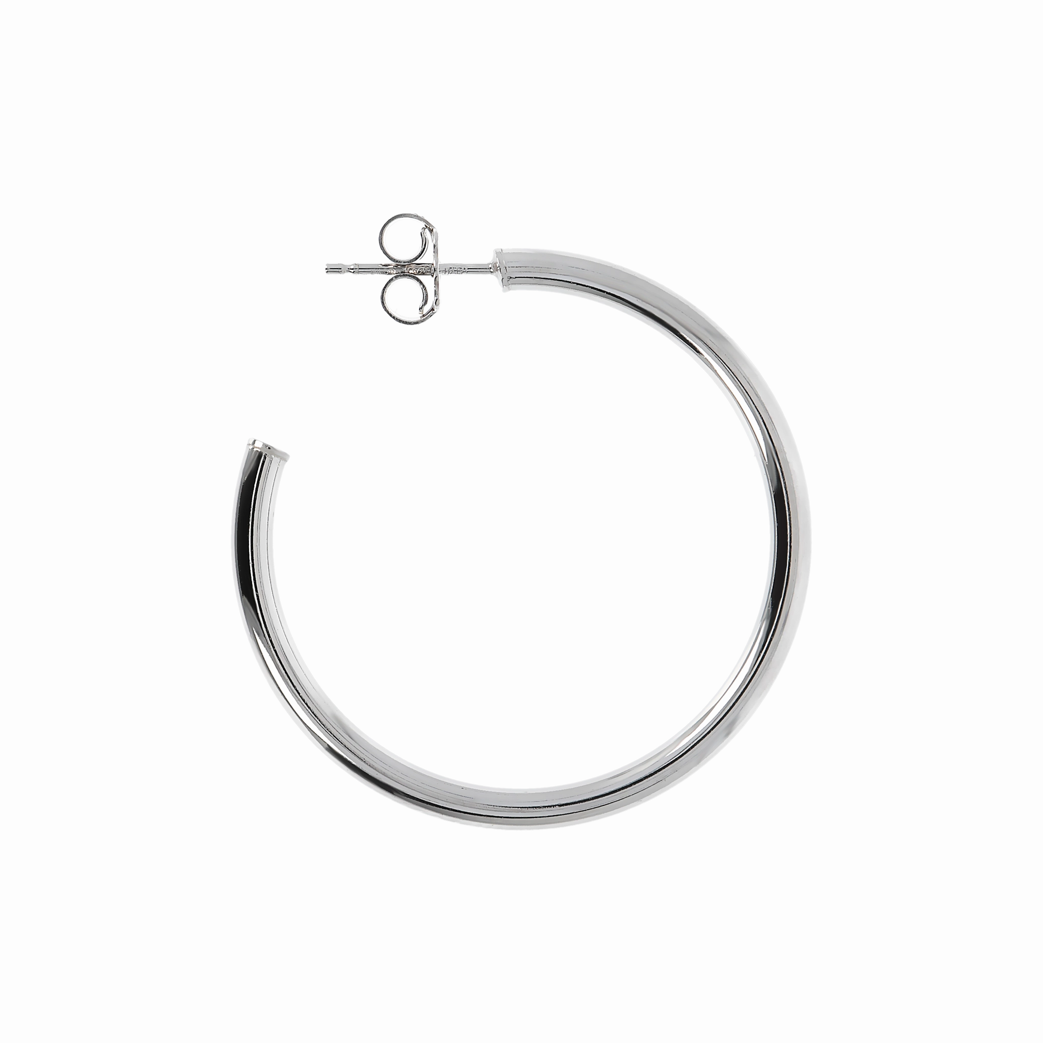 Italian Sterling Silver 1-1/2" Polished Hoop Earrings