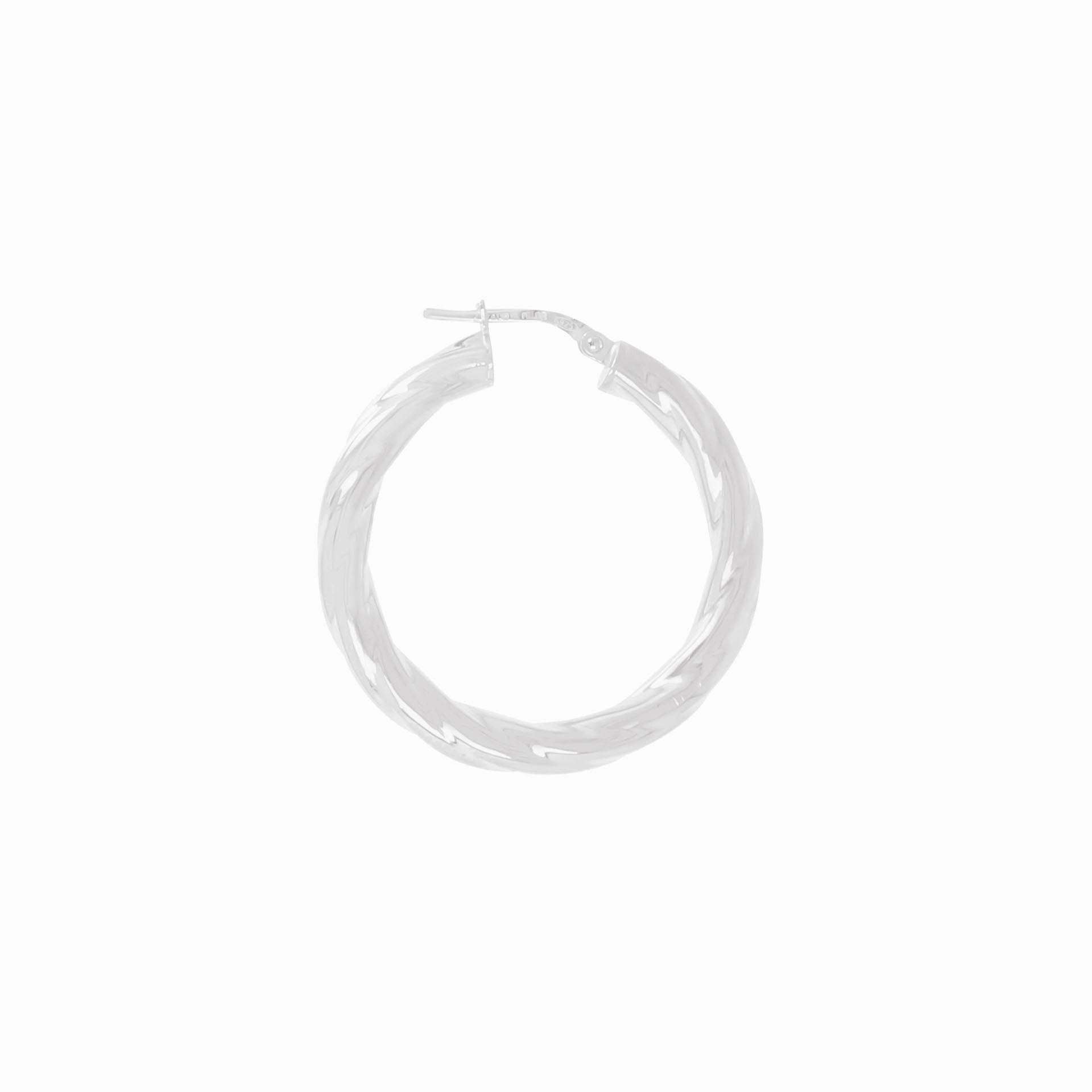 Italian Sterling Silver 1-1/4" Polished & Twisted Full-Hoop Earrings