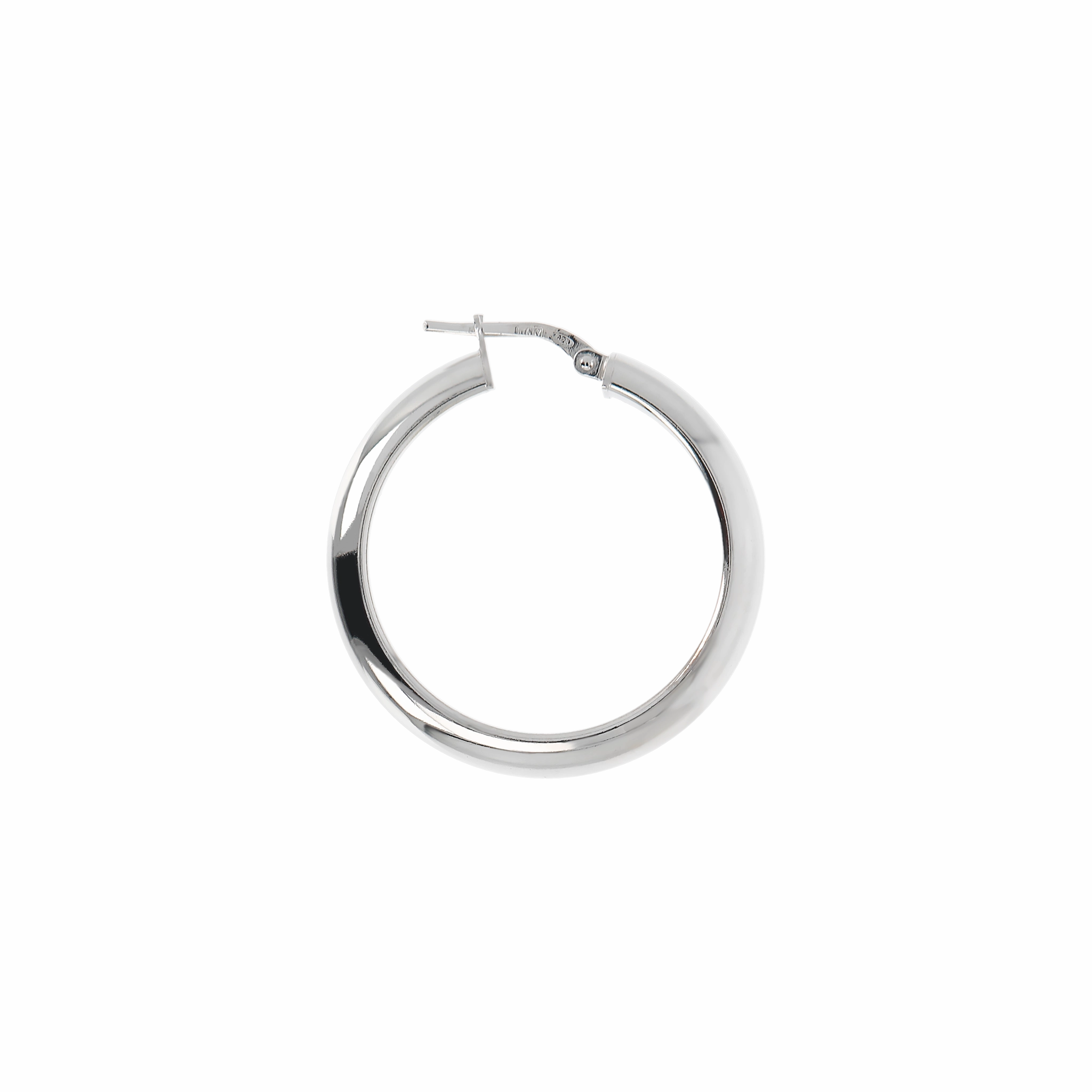 Italian Sterling Silver 1-1/4" Polished Hoop Earrings