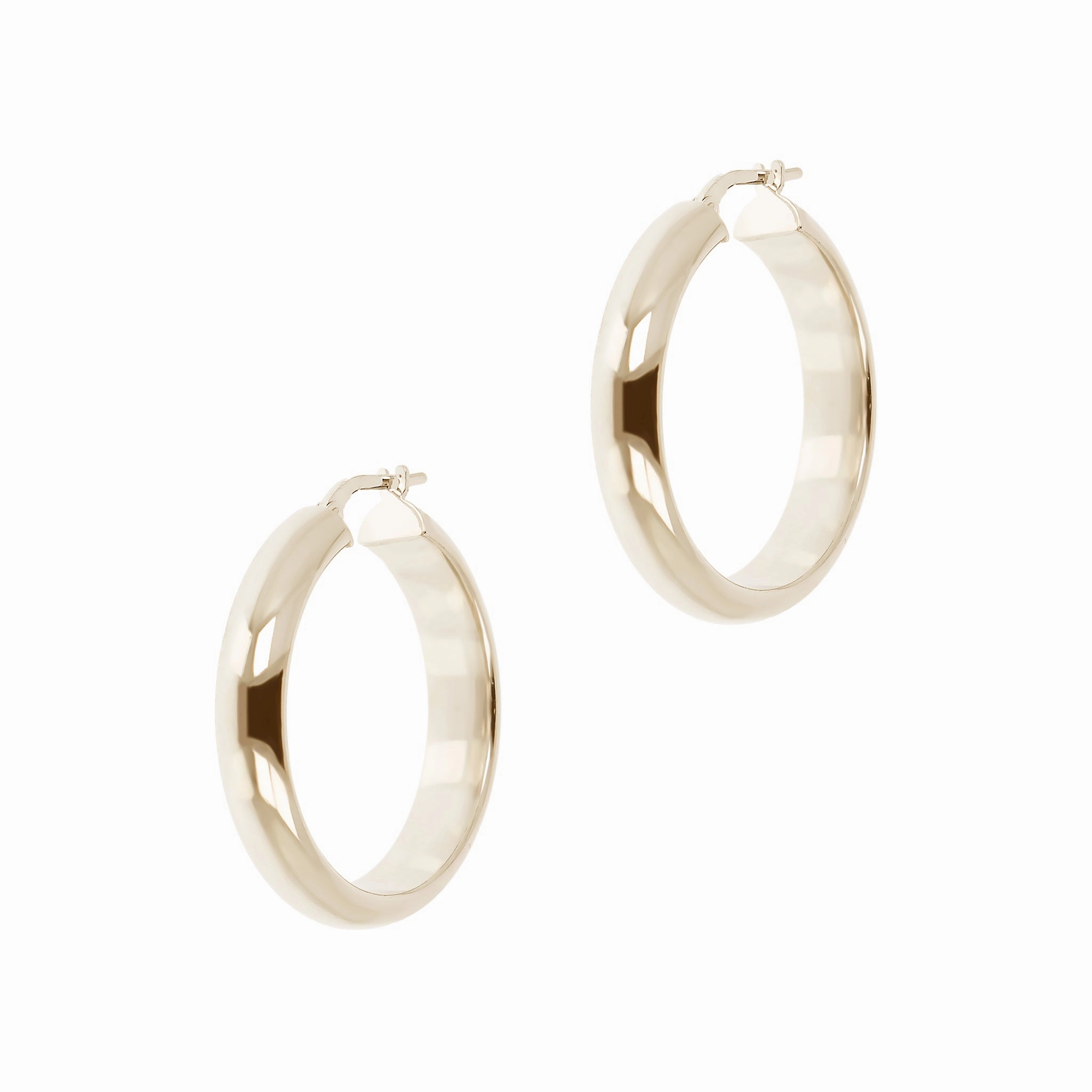 Italian Sterling Silver 1-1/4" Polished Hoop Earrings