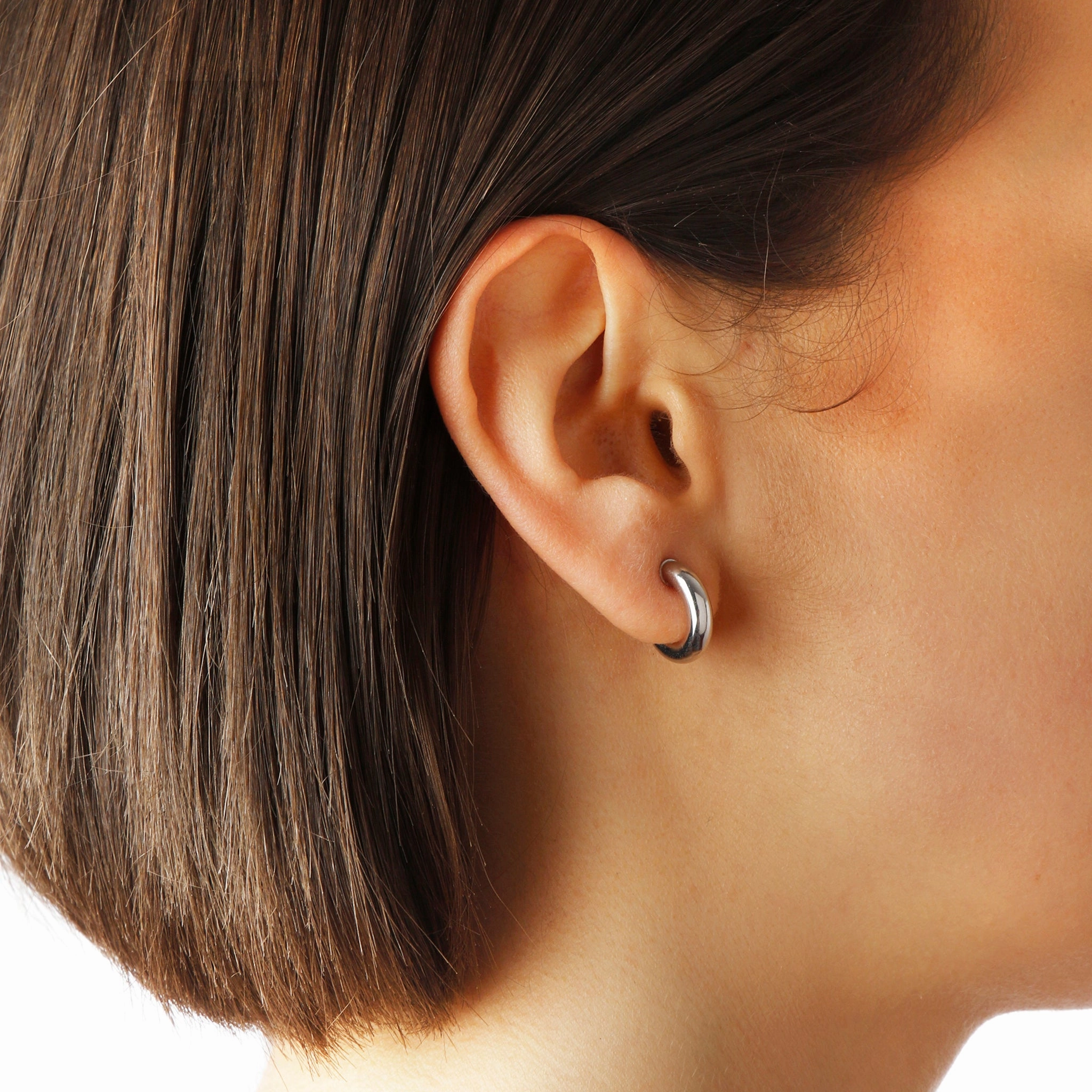 Italian Sterling Silver 1/2" Polished Half Hoop Earrings