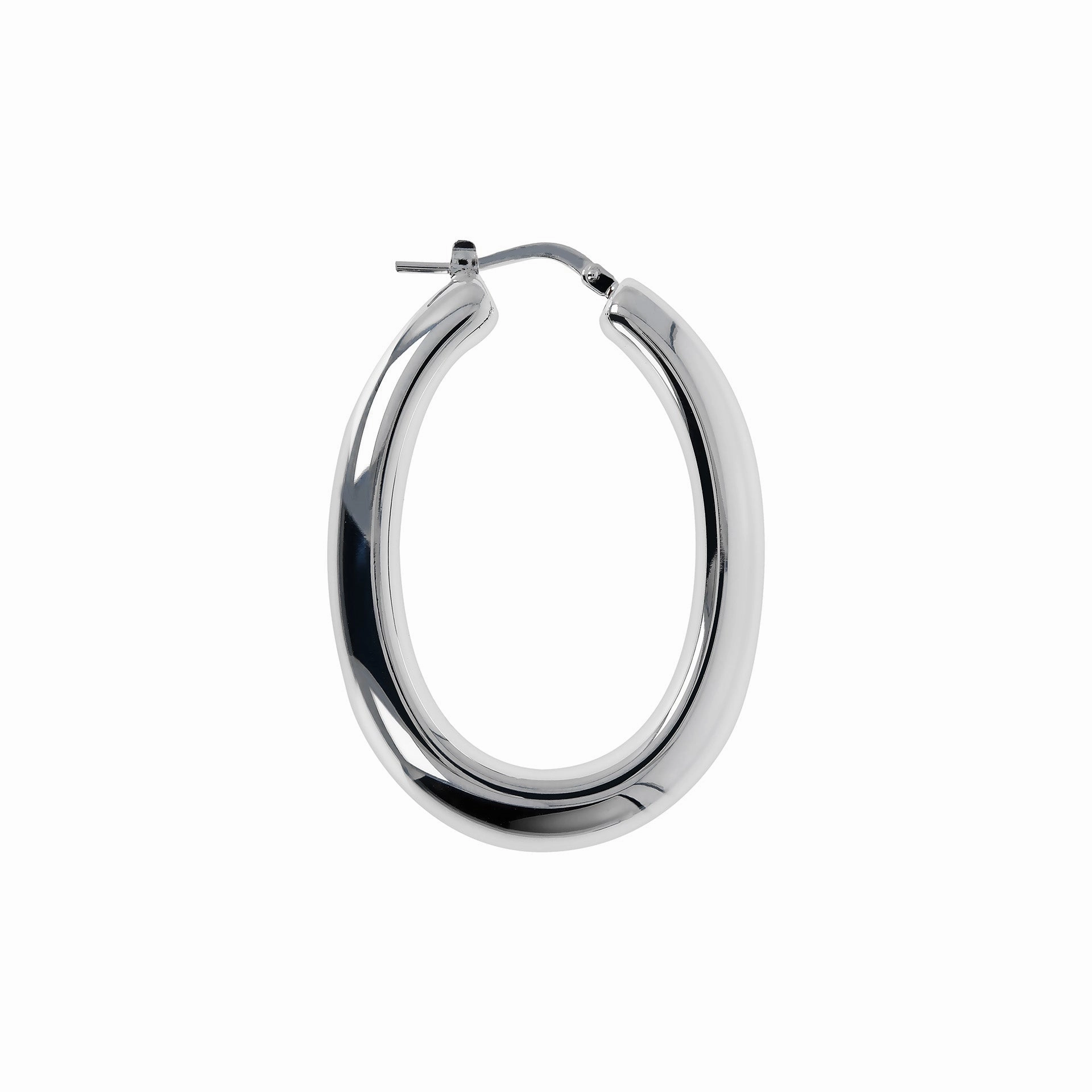 Italian Sterling Silver 1-3/4" Oval Electroform Hoops