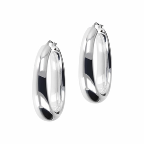 Italian Sterling Silver 1-3/4" Oval Electroform Hoops