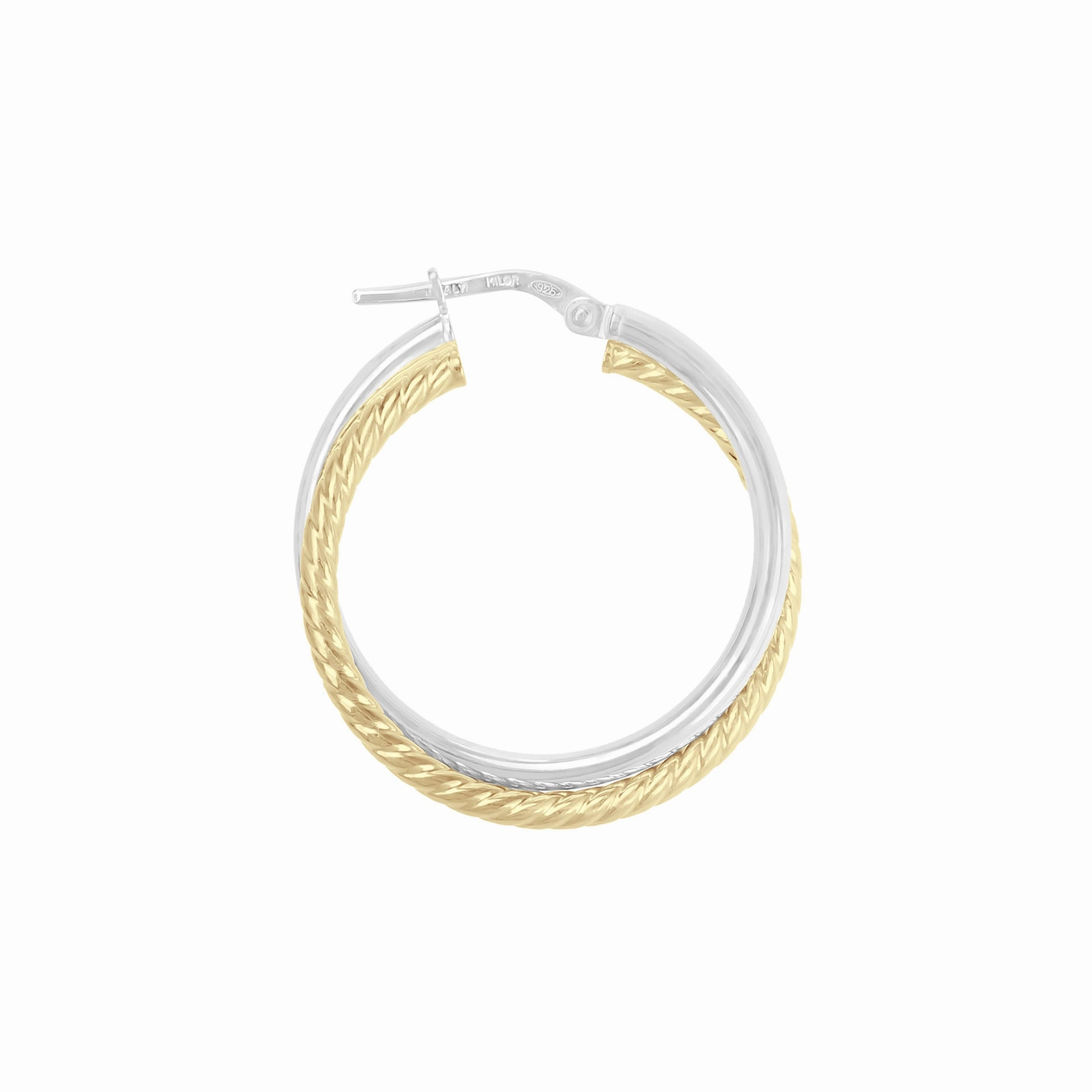 Italian Sterling Silver 1" Double Polished and Twisted Hoop Earrings