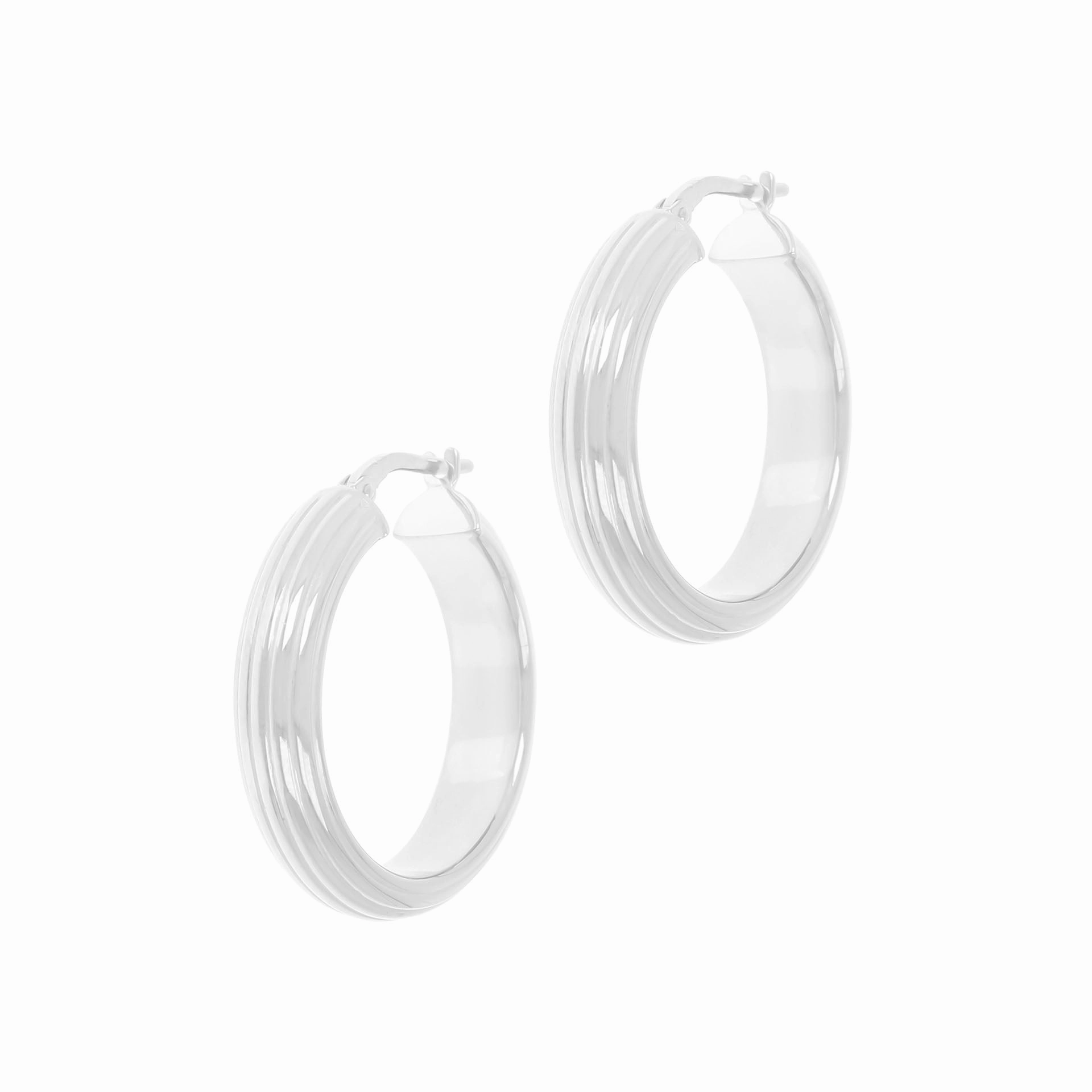 Italian Sterling Silver 1" Etched Stripe Earrings