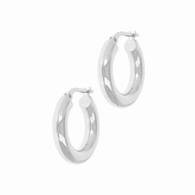 Italian Sterling Silver 3/4" High-Polished Hoop Earrings