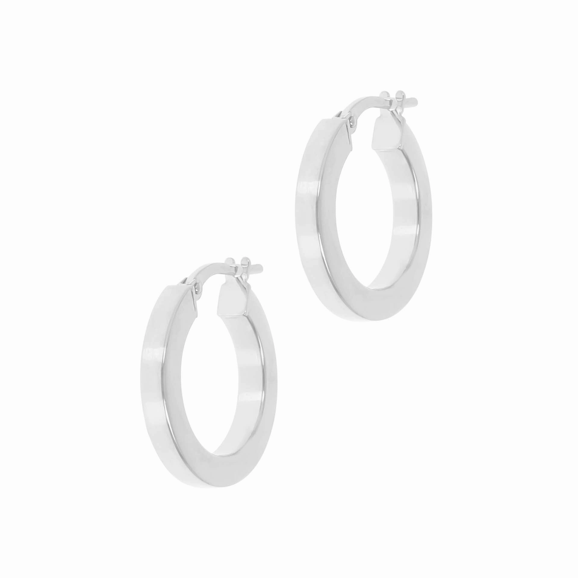 Italian Sterling Silver 3/4" Polished Square Tube Hoop Earrings
