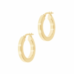 Italian Sterling Silver 3/4" Polished Square Tube Hoop Earrings