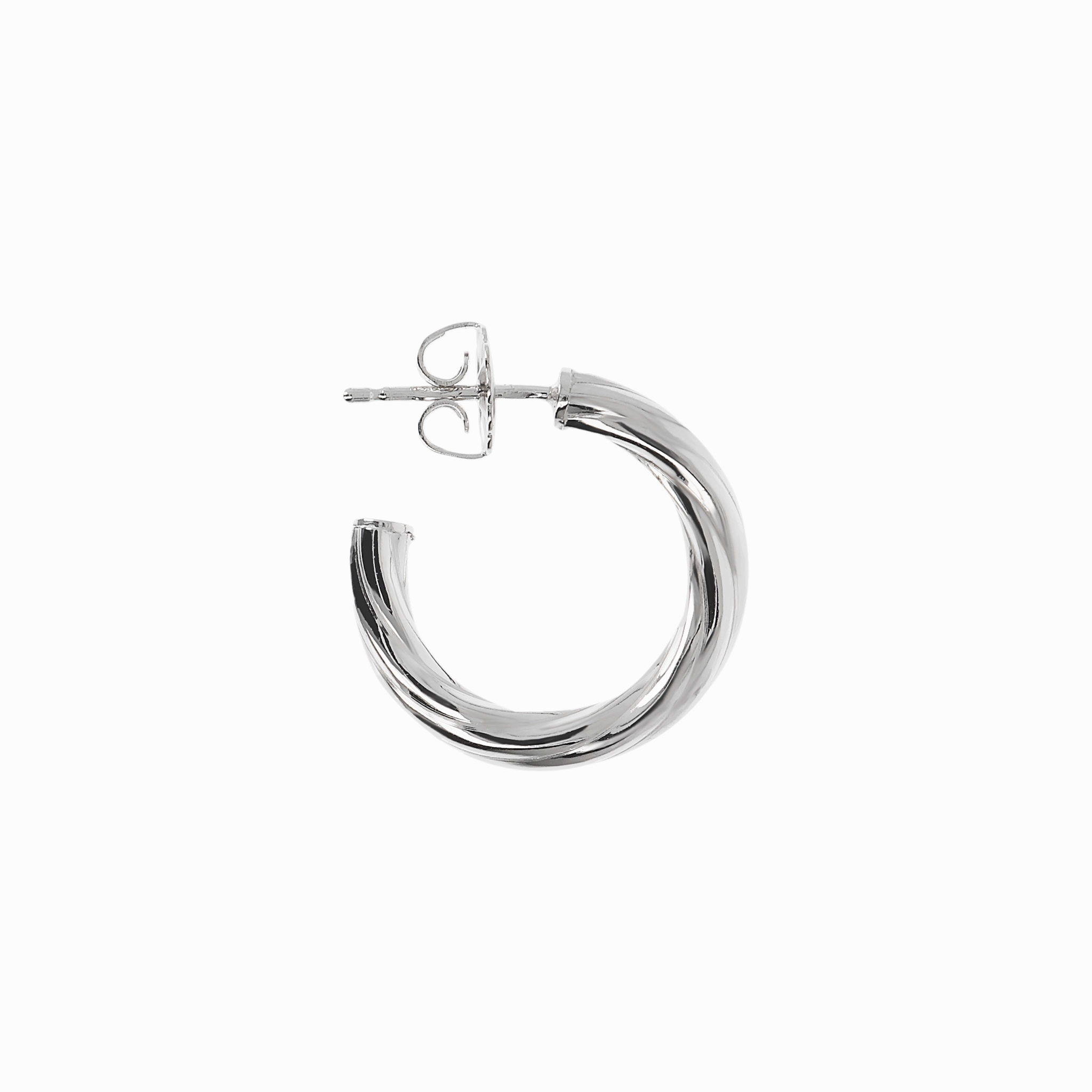 Italian Sterling Silver 3/4" Polished/Twisted Half Hoop Earrings
