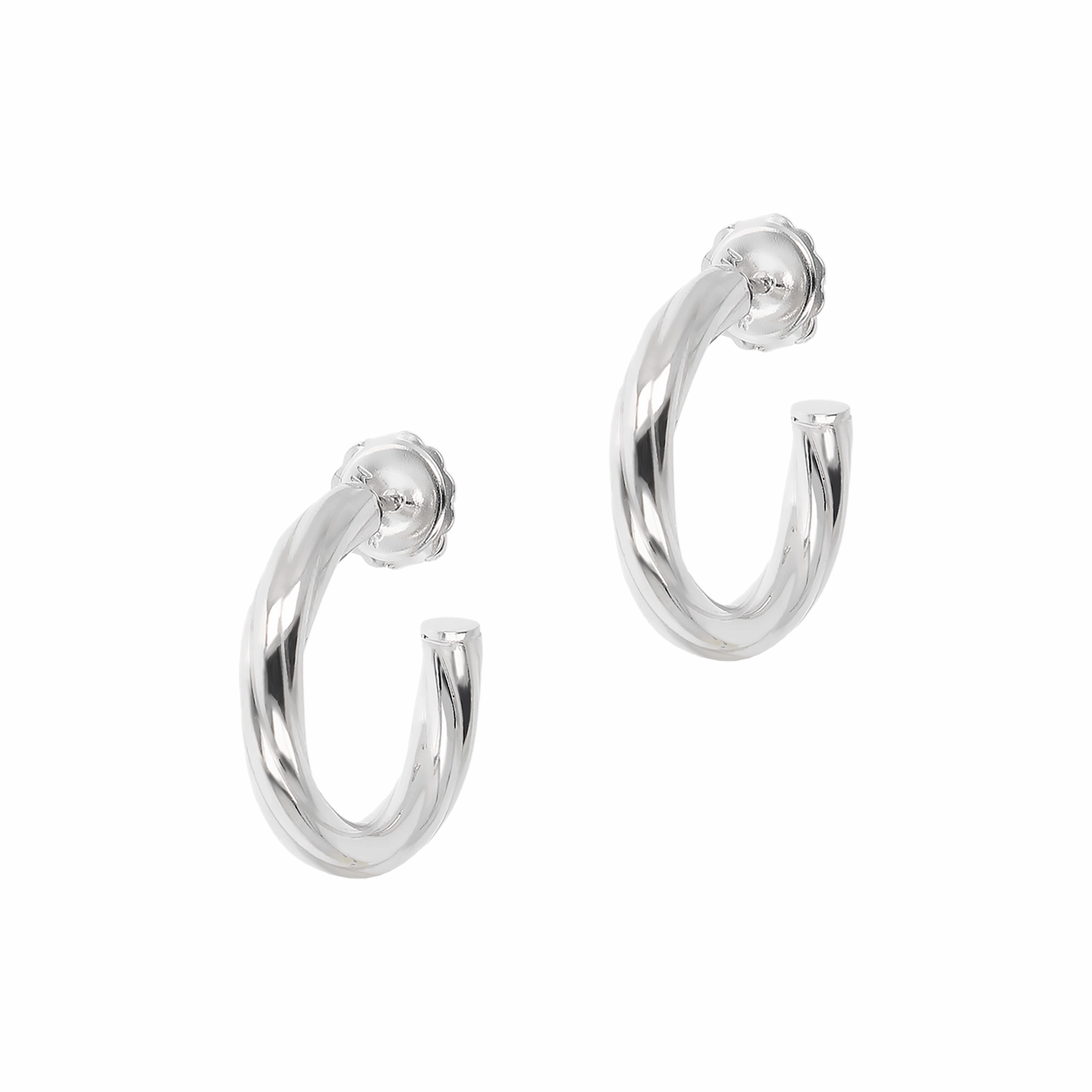 Italian Sterling Silver 3/4" Polished/Twisted Half Hoop Earrings