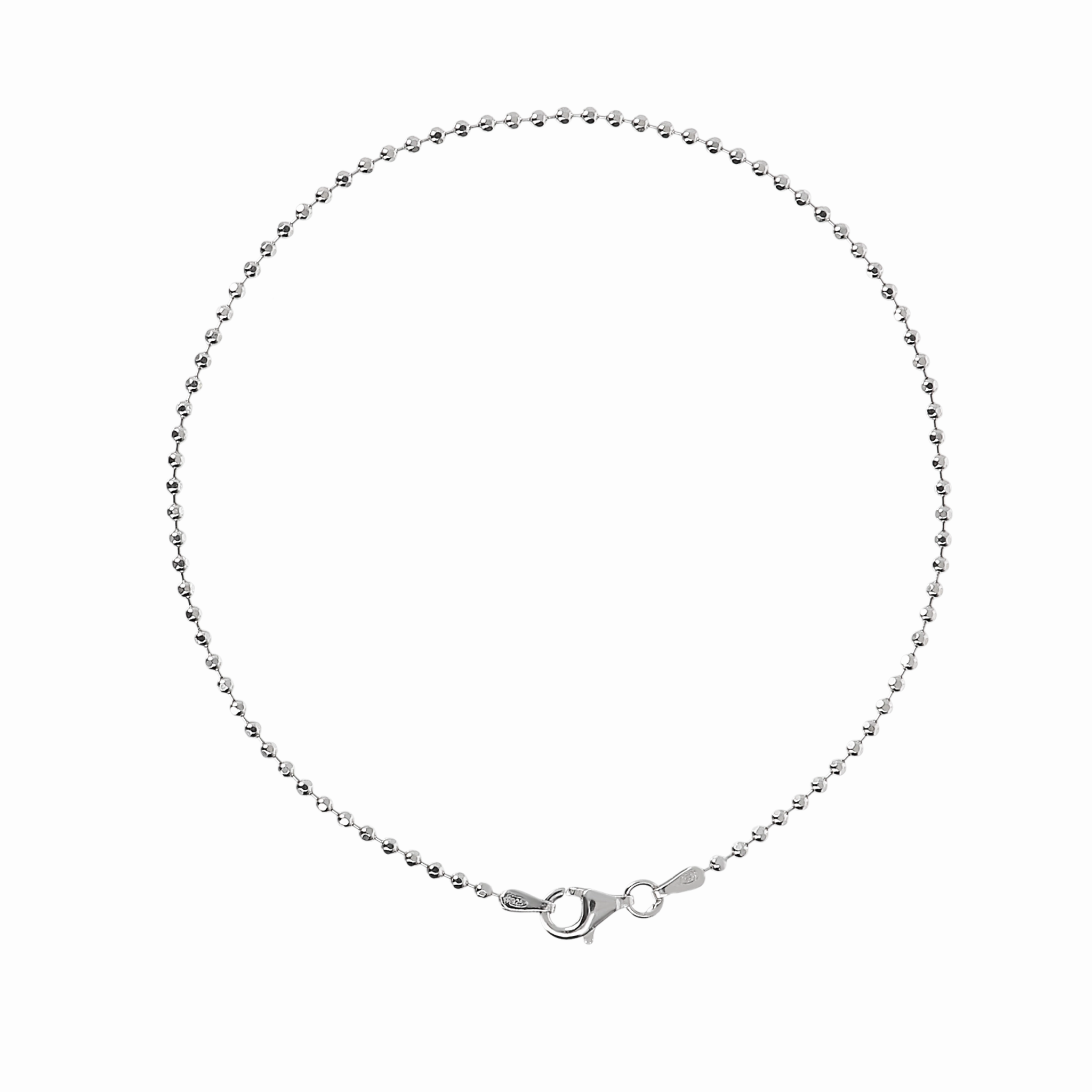 Italian Sterling Silver Diamond-Cut Beaded Ankle Bracelet