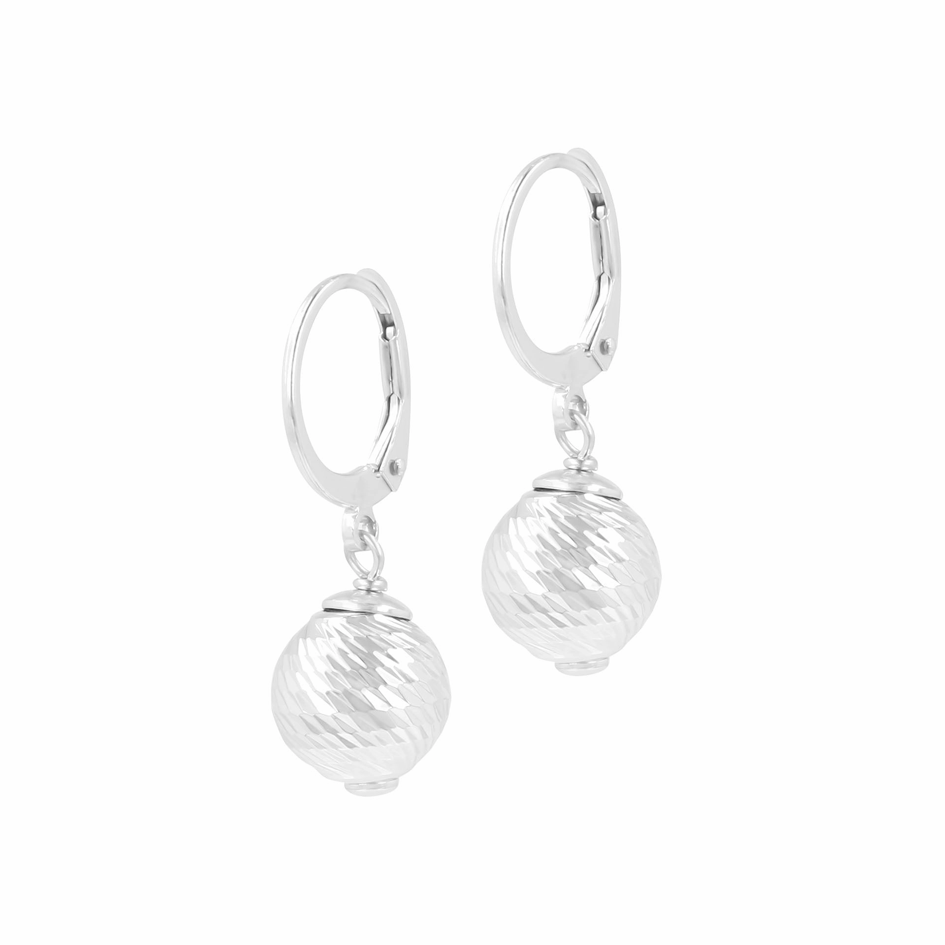 Italian Sterling Silver Diamond-Cut Leverback Earrings